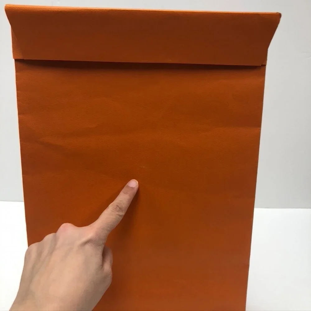 Hermes Authentic Orange Gift Paper Shopping Bag Medium Fold Top 10.5x16.25x4